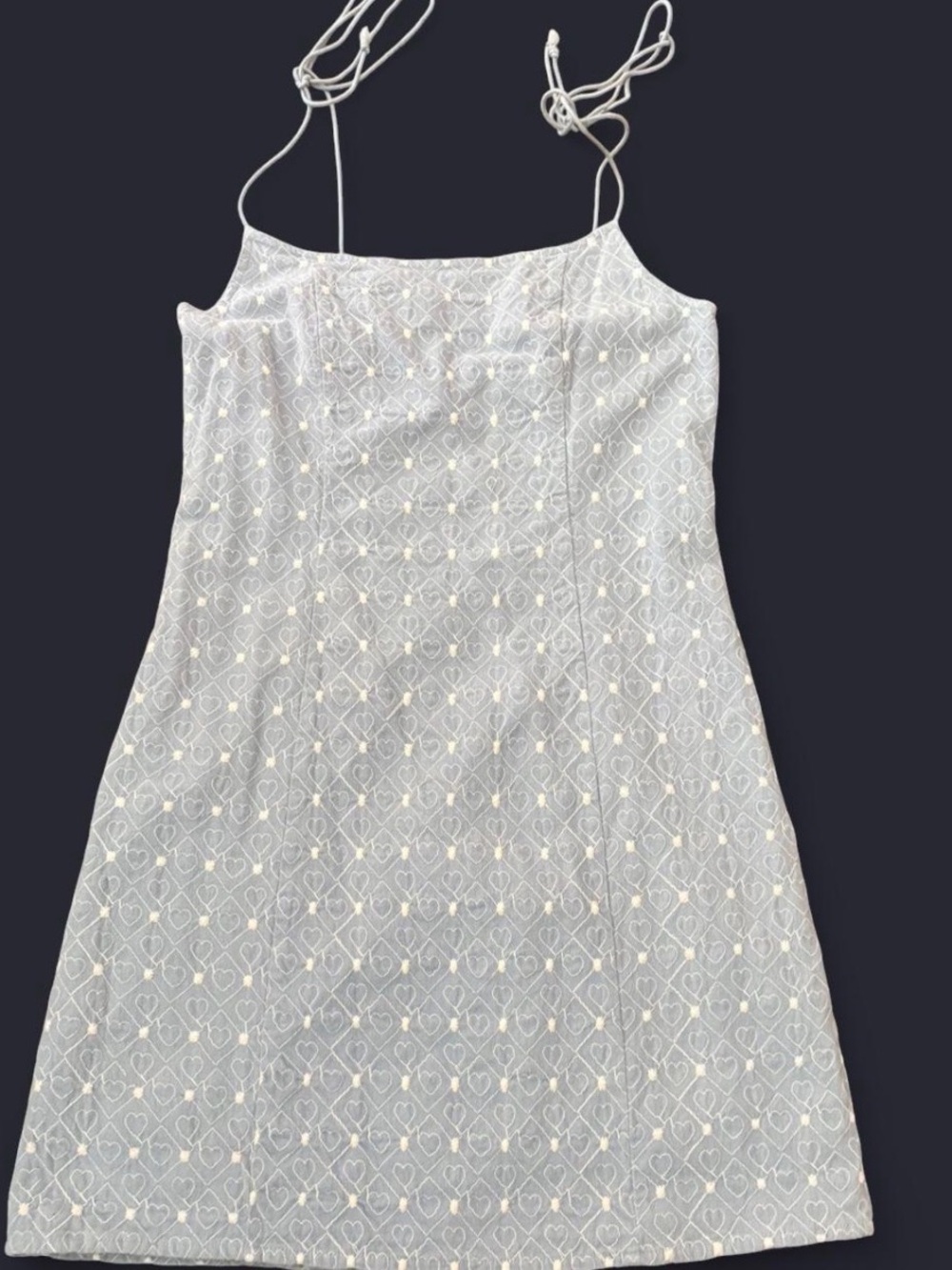 Cider cottage core Min Dress with Subtle Heart Pattern embroidery